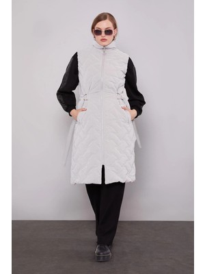 Lêvi D'or Taş Kapitone Desen Kemerli Yelek