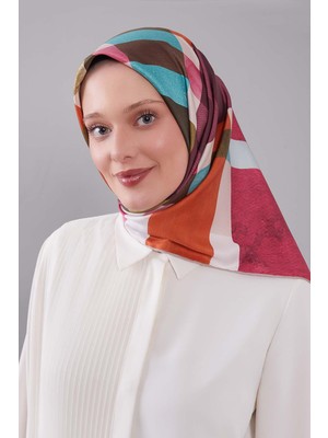 Lêvi D'or Pembe Ekose Desen Trend Twill Eşarp