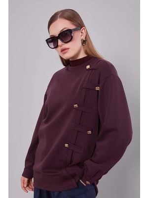 Levidor Bordo Örgü Detay Model Sweat