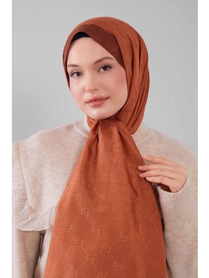 Levidor Kiremit Petek Işlemeli Monogram Şal