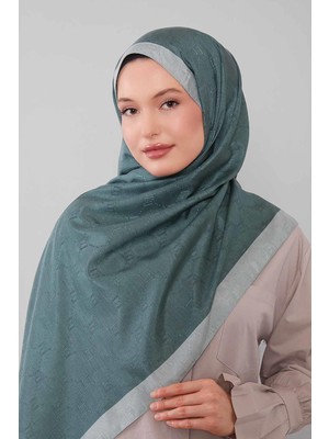 Levidor Mint Yeşili Petek Işlemeli Monogram Şal