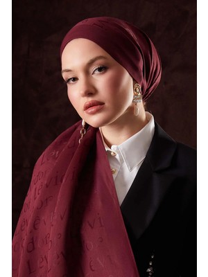 Levidor Bordo Yazı Baskılı Naia Jakar Şal