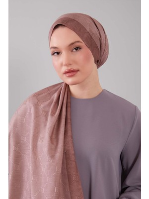 Levidor Açık Kahve Petek Işlemeli Monogram Şal