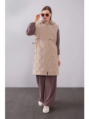 Levidor Camel Çıtçıt Rüzgarlık Detaylı Şişme Yelek