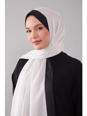 Levidor Ekru Petek Işlemeli Monogram Şal