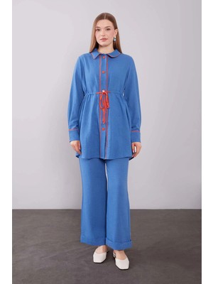 Levidor Indigo Düğmeli Bel Bağlama Detaylı Ikili Takım