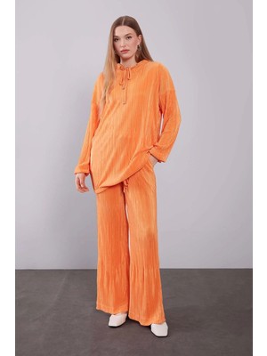 Levidor Oranj Kapüşonlu Bağcık Detaylı Ikili Takım