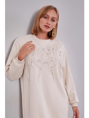 Levidor Krem Pul Detaylı Sweatshirt