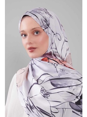 Lêvi D'or Somon Soyut Çiçek Desen Twill Şal