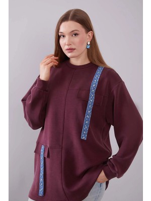Levidor Bordo Kot Şerit Detaylı Sweat