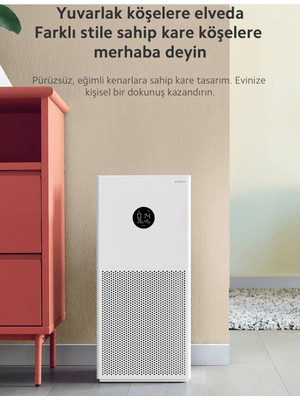 Xiaomi 43M² Kapsama Alanlı Bebek ve Yatak Odası Uyumlu Akıllı Hava Temizleyici Kare Tasarım Ultra Sessiz Uyku Modlu Virüs Bakteri ve Alerjen Engelleyici LED Ekranlı Beyaz