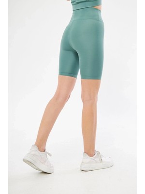 Glam Love Yüksek Bel Biker Sporcu Şort - Mint Yeşil