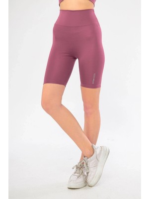 Glam Love Yüksek Bel Biker Sporcu Şort - Gül Kurusu