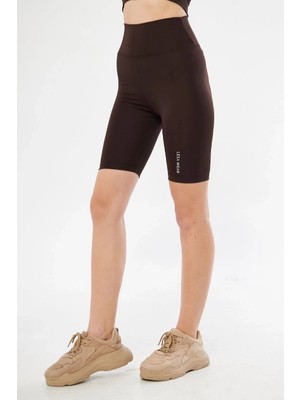 Glam Love Yüksek Bel Biker Sporcu Şort - Kahve