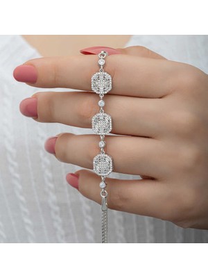 EkoAlışverişDünyam 925 Ayar Gümüş Baget Kadın Bileklik T8494 (1124)