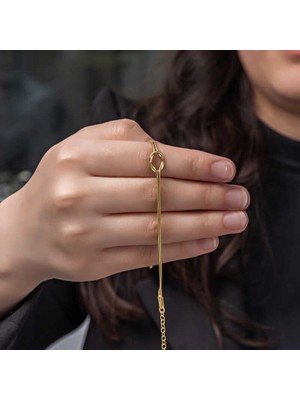 EkoAlışverişDünyam 925 Ayar Gümüş Gold Aşk Düğüm Kadın Bileklik T8074 (1124)