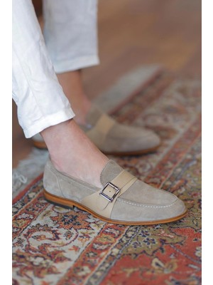 Shoetyle - Bej Hakiki Süet Deri Erkek Klasik Ayakkabı 115-K580