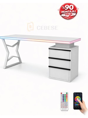 Cebese Bilgisayar Masası + Rgb LED - 170×65×77 cm – Kumandalı ve Telefon Kontrollü