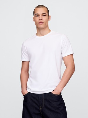 Gap Erkek Beyaz Jersey Bisiklet Yaka Tshirt