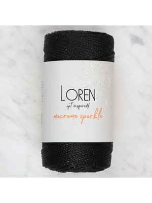 Karahanbey Macrame Sparkle Simli Siyah El Örgü Ipi - Rm