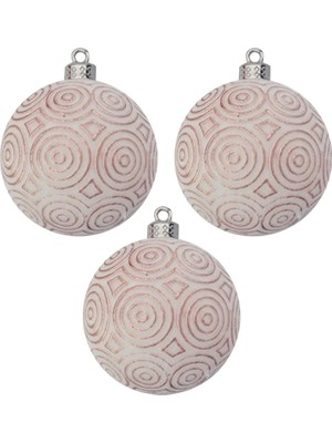 Tam12den Lüks Ağaç Süsleri 3'lü - 8cm - Beyaz Model 3
