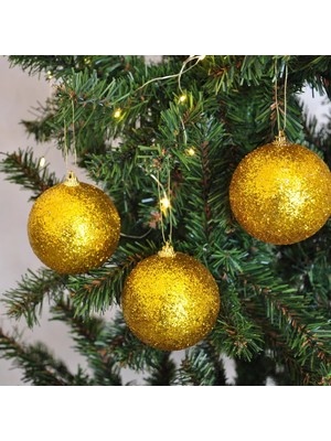 Tam12den Simli Strafor Kutulu Ağaç Süsü 3'lü - 8cm - Kırmızı