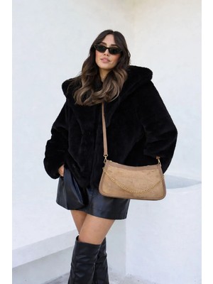 Tandi Bags Hardy Peluş Baget ve Çapraz Çanta Vizon