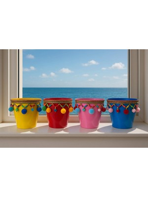 Aylina Mey Ithalat® Nf Dekoratif Saksı Akdeniz Mavi  Tekli