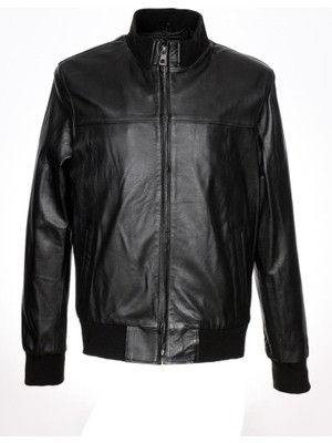 Sanalbolluk Beli Lastikli ve Kolu Çıtçıtlı Deri Kolej Mont