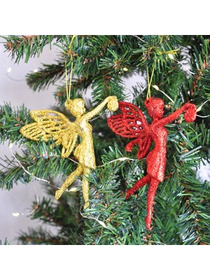 Tam12den Yılbaşı Ağaç Süsü Simli 2'li Peri Figürlü