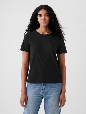 Gap Kadın Siyah %100 Pamuk VintageSoft Bisiklet Yaka T-Shirt