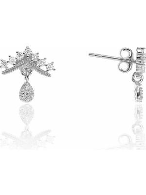 Söğütlü Silver Söğütlü Si̇lver Gümüş Taç Küpe 925 Ayar Rodyumlu Zirkon Taşlı Şık Tasarım