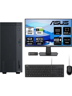 Asus Expertcenter P500MV i5 13420H RTX 3050 Masaüstü Bilgisayar 48GB RAM 512GB SSD 23.8" FHD FreeDOS + Per4 USB P500I513428512B0DP669