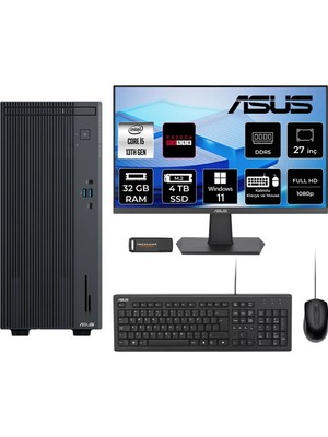Asus Expertcenter P500MV i5 13420H Masaüstü Bilgisayar 32GB RAM 4TB SSD 27" FHD Win11 Pro + Per4 USB P500I513428512B0DP888