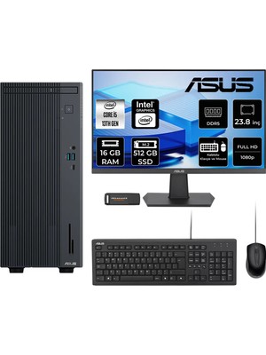 Asus Expertcenter P500MV i5 13420H Masaüstü Bilgisayar 16GB RAM 512GB SSD 23.8" FHD FreeDOS + Per4 USB P500I513428512B0DP541