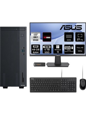 Asus Expertcenter P500MV i7 13620H Masaüstü Bilgisayar 48GB RAM 4TB SSD 27" FHD Win11 Home + Per4 USB P500I7136216512B0DP872