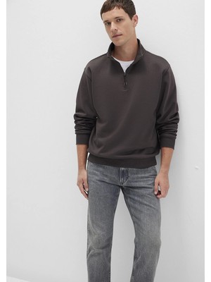 Mavi Yarı Fermuarlı Kahverengi Basic Sweatshirt 0S10278-70219