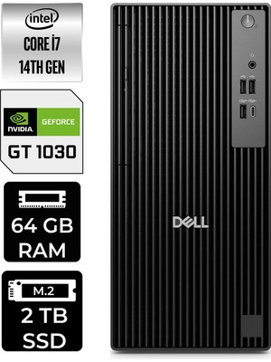 Dell Pro Tower QCT1250 Intel Core I7 14700 64GB 2tb SSD GT1030/4GB W11H Masaüstü Bilgisayar & Per4 USB Bellek QCT1250P455