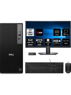 Dell Pro Tower QCT1250 Intel Core I7 14700 48GB 4tb SSD RTX5050/8GB 27" Fhd Monitör W11H Masaüstü Bilgisayar & Per4 USB Bellek QCT1250P1172