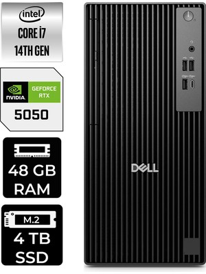 Dell Pro Tower QCT1250 Intel Core I7 14700 48GB 4tb SSD RTX5050/8GB Fdos Masaüstü Bilgisayar & Per4 USB Bellek QCT1250P552