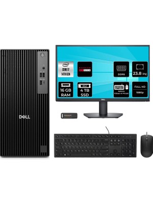 Dell Pro Tower QCT1250 Intel Core I7 14700 16GB 4tb SSD RX550/4GB 23.8" Fhd Monitör Fdos Masaüstü Bilgisayar & Per4 USB Bellek QCT1250P664