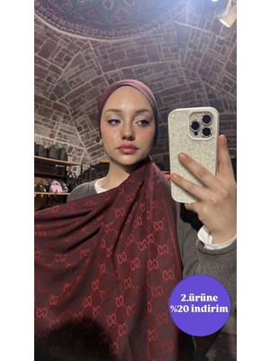 Sevimia Scarf G Desen Çift Taraflı Jakar Kaşmir Ipek Şal