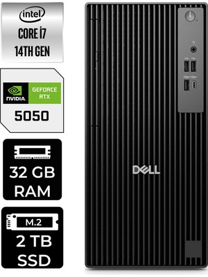 Dell Pro Tower QCT1250 Intel Core I7 14700 32GB 2tb SSD RTX5050/8GB Fdos Masaüstü Bilgisayar & Per4 USB Bellek QCT1250P547