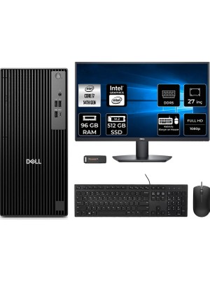 Dell Pro Tower QCT1250 Intel Core I7 14700 96GB 512GB SSD 27" Fhd Monitör Fdos Masaüstü Bilgisayar & Per4 USB Bellek QCT1250P917