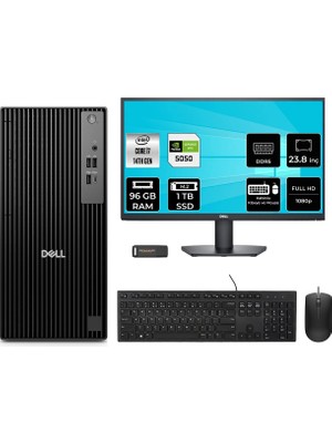 Dell Pro Tower QCT1250 Intel Core I7 14700 96GB 1tb SSD RTX5050/8GB 23.8" Fhd Monitör Fdos Masaüstü Bilgisayar & Per4 USB Bellek QCT1250P858
