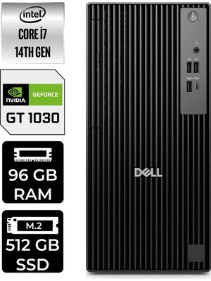 Dell Pro Tower QCT1250 Intel Core I7 14700 96GB 512GB SSD GT1030/4GB W11P Masaüstü Bilgisayar & Per4 USB Bellek QCT1250P477