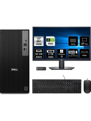 Dell Pro Tower QCT1250 Intel Core I7 14700 32GB 2tb SSD RTX3050/6GB 27" Fhd Monitör W11P Masaüstü Bilgisayar & Per4 USB Bellek QCT1250P1127