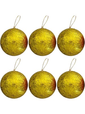 Tam12den 5cm Simli Strafor Top Ağaç Süsü 6lı Gümüş