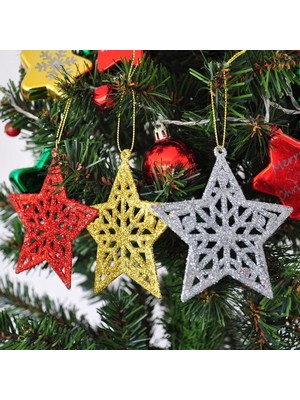 Tam12den Yılbaşı Ağaç Süsü Simli 3'lü Yıldız Figürü