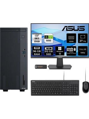 Asus Expertcenter P500MV i5 13420H RTX 5050 8GB Masaüstü Bilgisayar 96GB RAM 512GB SSD 27" FHD Win11 Home + Per4 USB P500I513428512B0DP997
